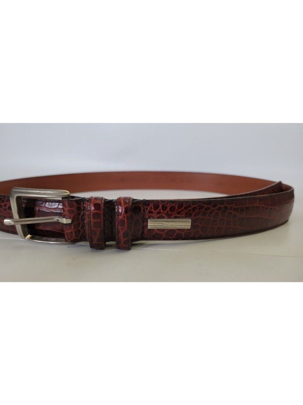 Vtg Made in USA Polo Ralph Lauren Alligator Crocodile Print Leather Belt Sz 36